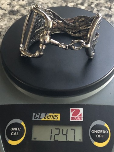 GUCCI Sterling Silver Cobra-Link Horsebit Multi-chain Bracelet - 124gms - Picture 9 of 12