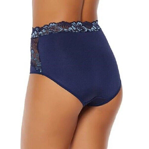 Paquete de 3 bragas Rhonda Shear de encaje 552-488, azul marino/blanco, talla mediana Foto 3 de 3