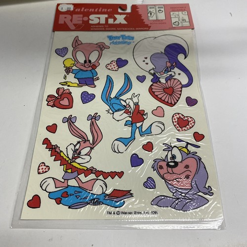 Vintage Looney Tunes Tiny Toon Adventures Valentines Day Re Stix Sticker Decor - Picture 4 of 4