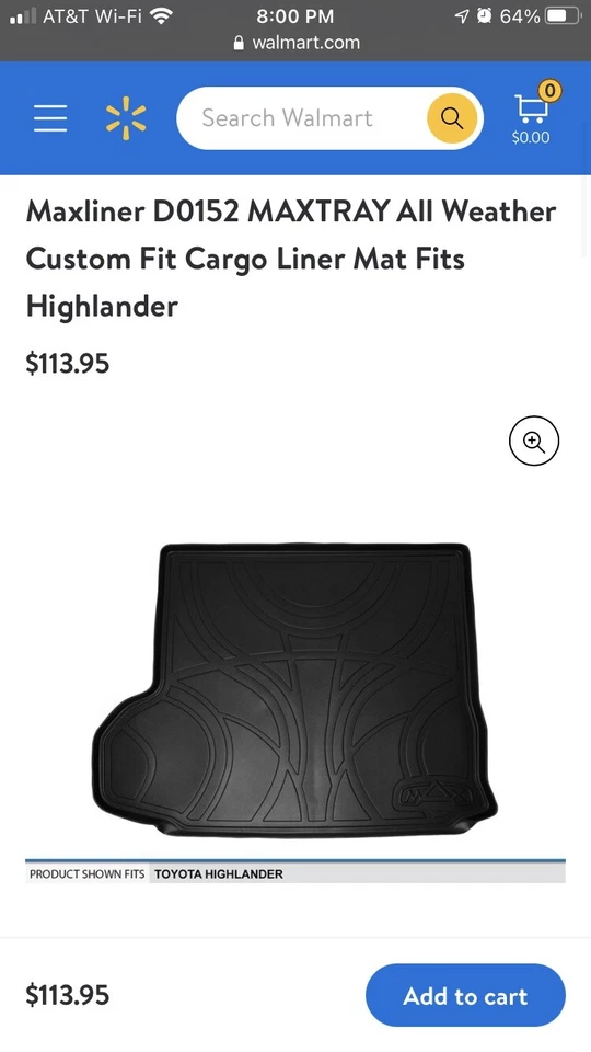 SmartLiner All Weather Custom Fit Cargo Liner Mat for Toyota Highlander Black - Image 2 of 2