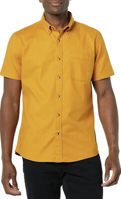 Goodthreads Men's Slim-Fit Short-Sleeve Oxford Shirt Sz Large Tall, Dark Yellow