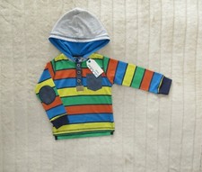 Minoti Bright Multi-Coloured Stripe Long Sleeve Hooded Top 12-18m New with Tags