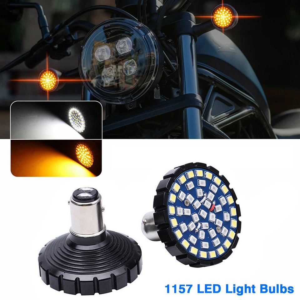 For Harley Forty Eight XL1200X 1157 48 LEDs Turn Signal Lights Bulbs White Amber - Image 2 of 4