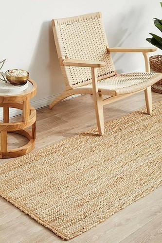jute Runner rug braided jute hand woven farmhouse area rug rustic look rug - Picture 2 of 9