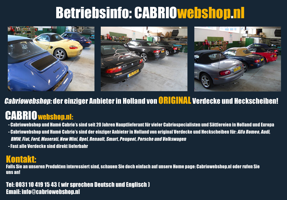 Alfa GTV cabrio 916 Spider Plastic Scheibe Heckteil für Verdeck 