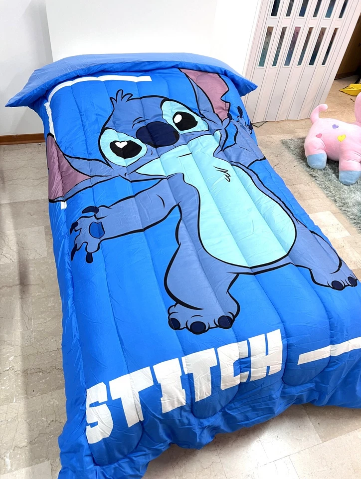 Disney Stitch Bleu Duvet Matelassé 170x260cm Lit Simple Couette Hivernale - Photo 2/2