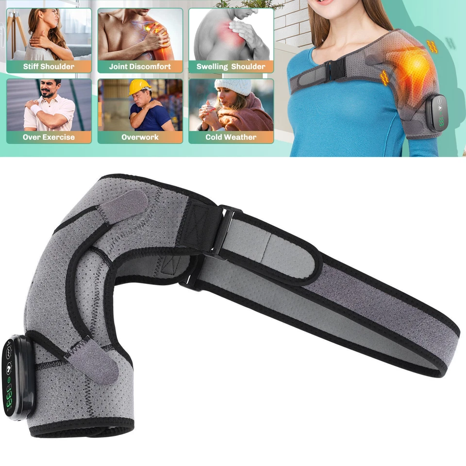 Masajeador de hombro eléctrico con calefacción con terapia de vibración alivio del dolor articular Foto 2 de 4