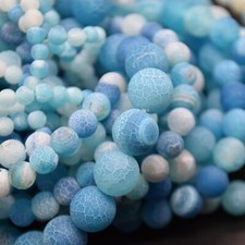 Dark Blue Crackle Agate FROSTED Round Beads - 4mm 6mm 8mm 10mm, for Jewellery