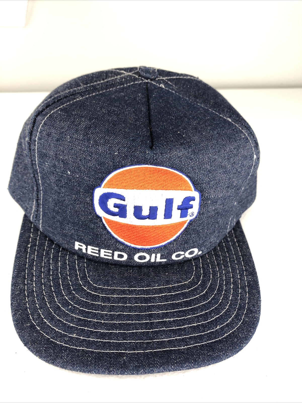 Vintage Gulf Oil Denim Snap Back Trucker Hat Reed Oil New Castle PA eBay