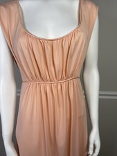 Vintage Vanity Fair Goddess Gown Nightgown Dress Peach Nylon Lace 1960s Sz M