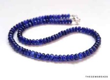 Blue Sapphire AAA Necklace 6mm Smooth Rondelle 16" Strand Blue Sapphire