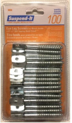 SUSPEND-IT 8856, 100PK Eye Lag Screw,1/4''x3'' Thread,For Wood, 0103006088565