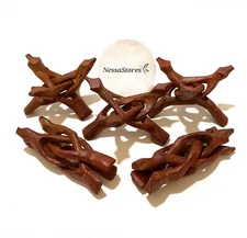 NessaStores- Carved Tripod Wood Stand Holder 4"  (2 pcs ) #JC-045