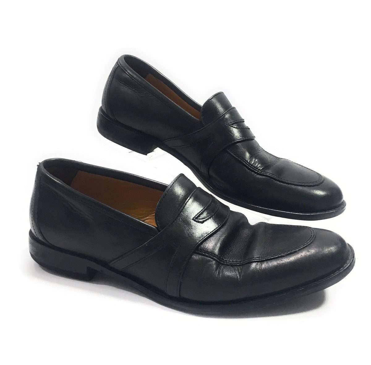 Johnston & Murphy Black Leather Penny Loafers Slip On Shoes  display picture 1