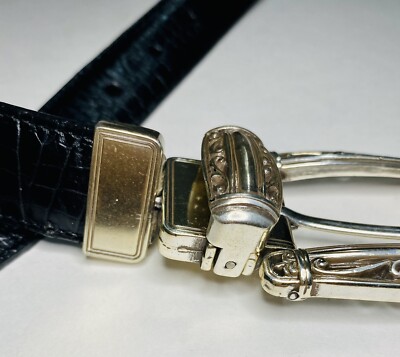 Brighton Reversible Black Brown Croc Emboss Leather Belt Sz  display picture 2