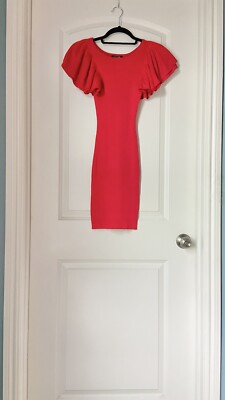 Fashion Nova Maria Ruffle Red Ribbed Sweater Dress Size XS. | eBay