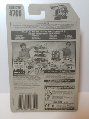 Hot Wheels Treasure Hunt 1998 - Way 2 Fast - Carte Internationale Or - Neuf