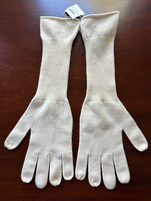 NEW 2010  J.Crew 95% Cashmere Natural Ivory Knit Gloves / One Size