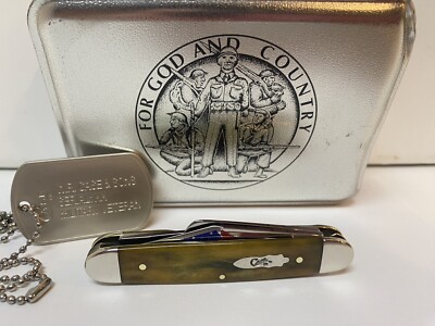 CASE XX FOR GOD AND COUNTRY VETERAN OLIVE GREEN POCKET KNIFE STOCKMAN 63090 GG