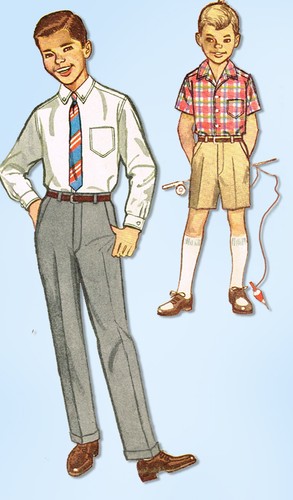 1960s Vintage Simplicity Sewing Pattern 3610 Uncut Boys Shirt & Pants Size 4