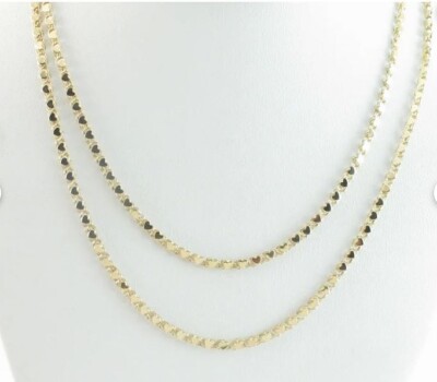 14 Karat Gelbgold 18 Zoll Spiegel HERZ Gliederkette Halskette 3,3 mm 8 Gramm