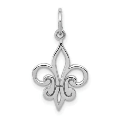 14k Weißgold Fleur de Lis Charm Anhänger 0,87 Zoll