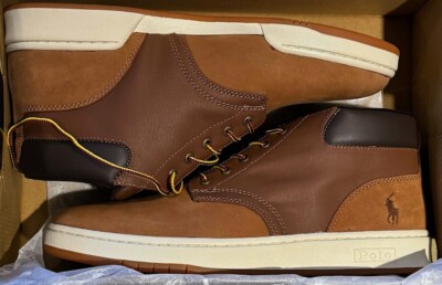 Polo Ralph Lauren Shrunken Sneaker Boots Men's Tan Nubuck Lace Up Ankle Sz 11,5D