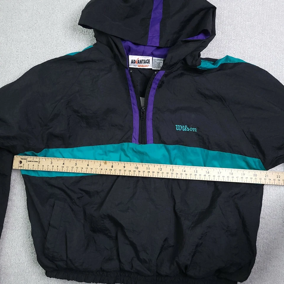 复古 Wilson Advantage Crop 夹克女式 XL 多色尼龙 1/4 拉链口袋 — 第 4/4 张图片