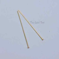 27 gauge 14k Solid Yellow Gold 1 INCH Flat Headpin QTY 2 