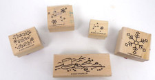 Vintage Stampin Up Snow Snowflakes Wood Mounted Rubber Stamp Lot of 5