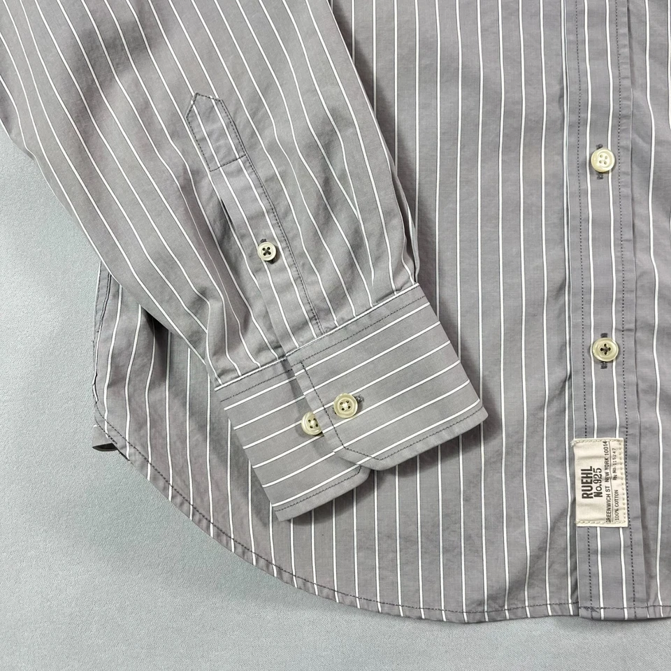 Camisa Ruehl Nº 925 Heritage Hombre XXL Gris Rayas Manga Larga Abotonada Foto 3 de 4