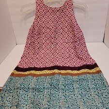 Ann Taylor Loft Women's 100% Linen Multi Colored Sleeveless Lined Shift Dress 4