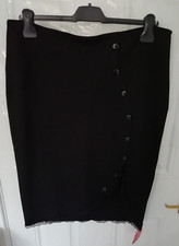 Joe Browns Size 16 Black Smart Pencil Skirt Lace Trim Stretchy Wrap Effect New
