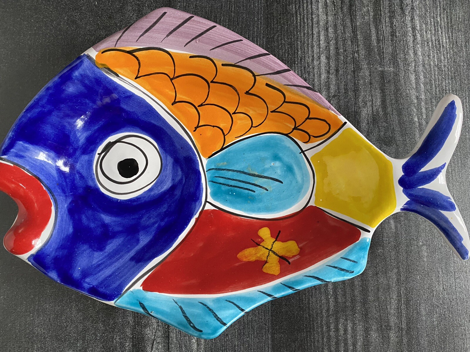 Vintage Italian Hand Painted Ceramic Fish Platter eBay