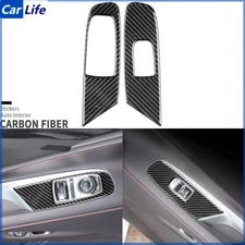 Real Carbon Fiber Window Lift Switch Panel Cover For Chevrolet Corvette C8 20-25