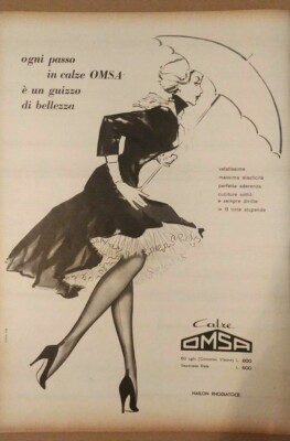 Original Advertising 1950s Omsa Socks 26 x 35cm.  R