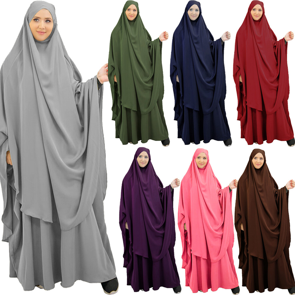 Robe De Prière Islamique Femme - Burkini, Jilbab, Caftan Marocain 2 Pièces (tunique + Pantalon) - Grande Taille, Manches Longues, Couleur Unie
