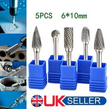 5PCs 10mm Tungsten Carbide Point Burr Die Grinder Shank Rotary Drill Bits Set UK