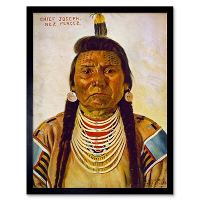 Gemälde Indianer Nez Perce Häuptling Joseph Burbank USA 12x16 gerahmter Druck