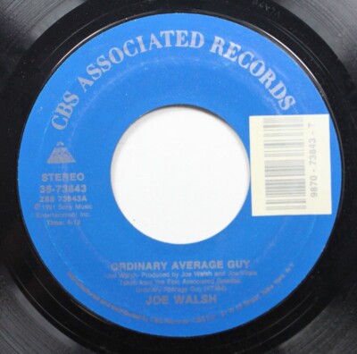 Rock Nm! 45 Joe Walsh - Ordinary Average Guy / Alphabetical Order On Cbs Associa