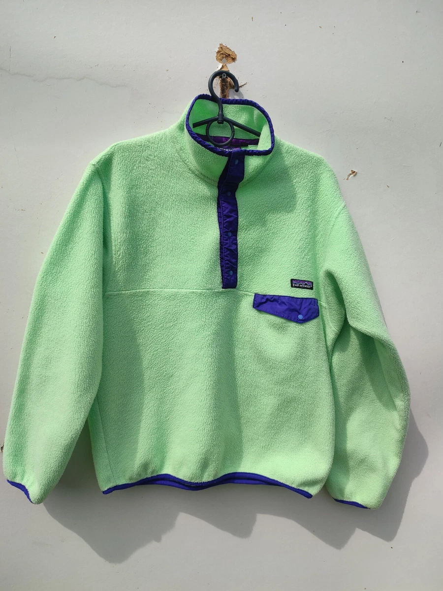 VINTAGE 90 S PATAGONIA Synchilla LIGHT GREEN BLUE FLEECE PULLOVER SIZE S