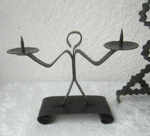 2 x Schmiedeeisen Vintage Kerzenständer Kerzenständer Mensch / Mensch geformt, Metall - Bild 7 von 10