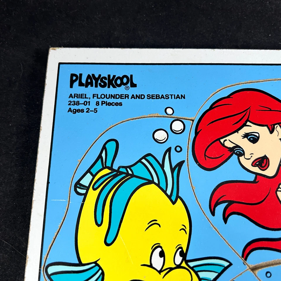 ARIEL THE LITTLE MERMAID WALT DISNEY PLAYSKOOL 238-01 WOODEN FRAME TRAY PUZZLE - Image 2 of 4