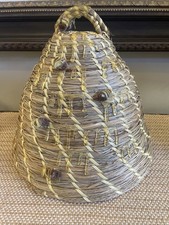 Bee Skep Beehive Coiled Grass Basket Rustic Vintage Primitive 13  X 12.5  Farm