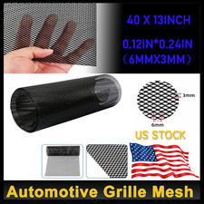 Universal Car Grill Mesh 40" x 13", Black-Painted 3 x 6mm Rhombic Hole black
