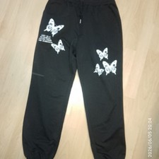 Damen Jogginghose Schwarz Schmetterling-Print...