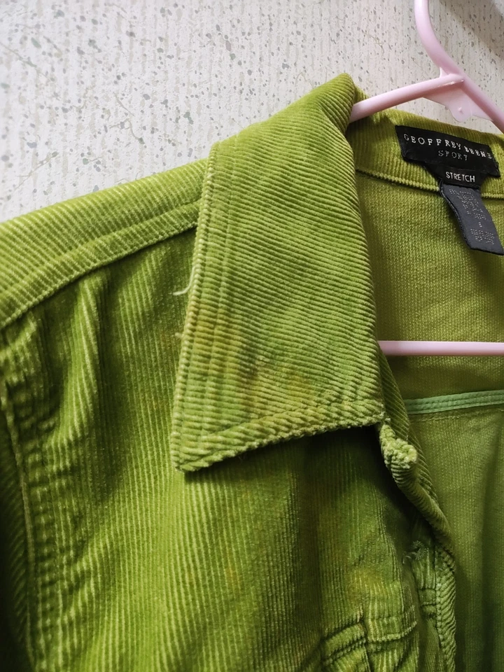 Geoffrey Beene Corduroy Jacket Lime Green Size 8 Stretch Clean - Image 2 of 4