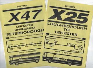 Midland Fox bus timetable leaflets x 10