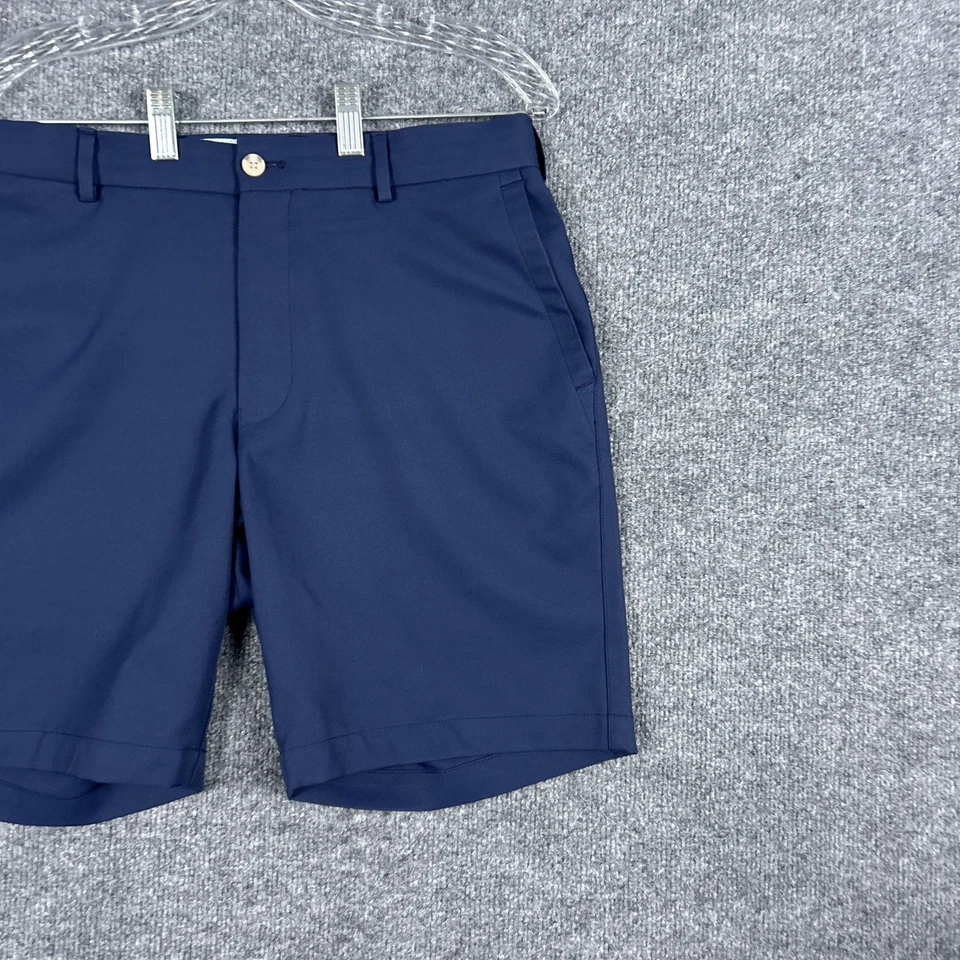 Peter Millar 高尔夫短裤男式 33 海军蓝性能 100% 聚酯纤维斜纹布 — 第 2/4 张图片