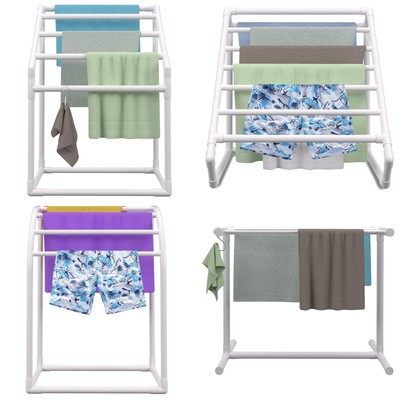 Uimoso Outdoor Towel Rack Pool Towel Rack 5/7/8 Bars Multiple Shape Freestanding